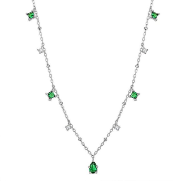 NEW Silver / Gold Exquisite Green Zircon Necklace - Picture 3 of 5